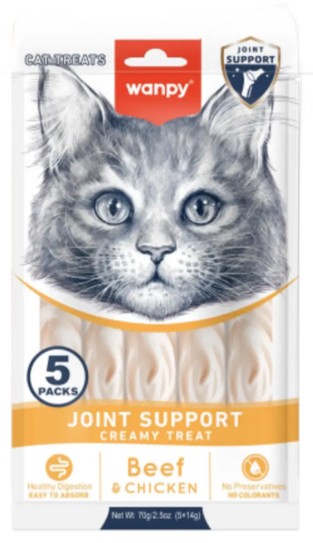 wanpy - Wanpy Cat Functional Creamy Lickable Treat Joint Support Beef & Chicken 70g (5x14g) - 70g (5x14g) - Pet Supplies