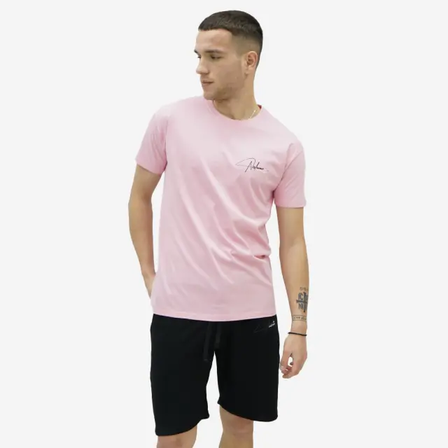 Noshame® Σετ T-shirt & Βερμούδα Ρόζ-Μαύρο με τύπωμα - 752541 - XXL