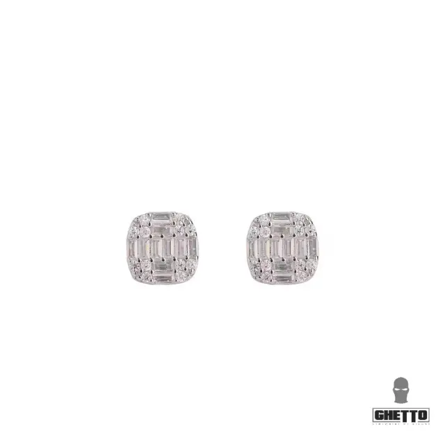 Ghetto New 2024 Hip Hop Square Earrings Iced Out