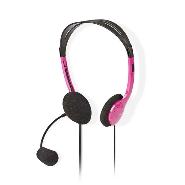Στερεοφωνικό on-ear headset, με σύνδεση 2x3,5mm σε ροζ χρώμα.