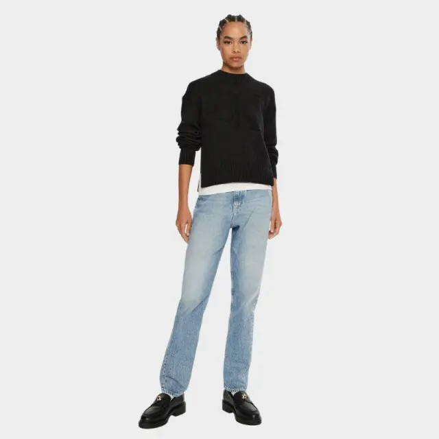 Calvin Klein Jeans - Γυναικείο Πουλόβερ Ημιζιβάγκο Intarsia Loose Regular Fit J20J224224-BEH Μαύρο - XL 2