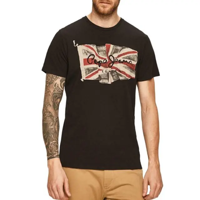 PEPE JEANS M E2 FLAG LOGO-ΑΝΔΡΙΚΗ ΜΠΛΟΥΖΑ BLACK