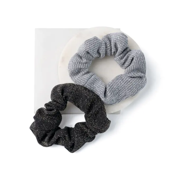 Lurex Scrunchies - Γκρι & Μαύρο