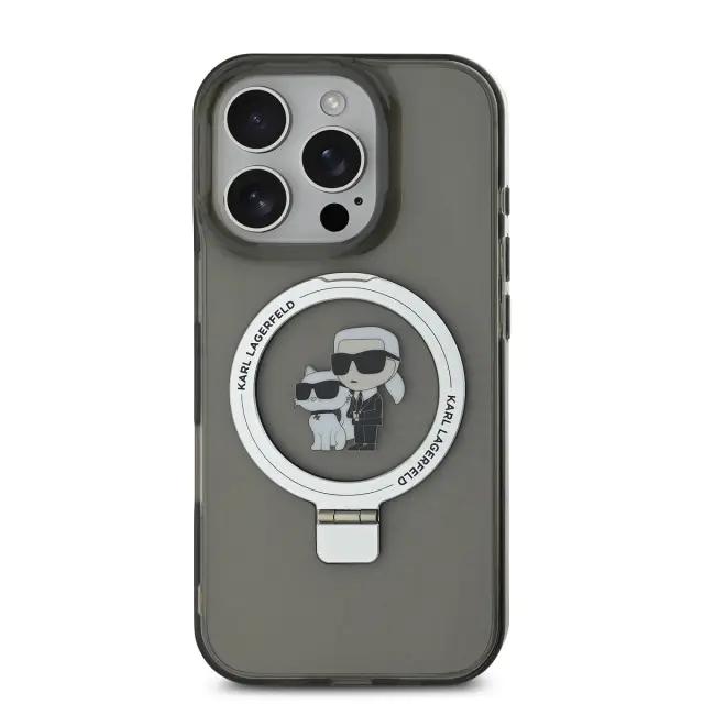 Karl Lagerfeld Ringstand Karl and Choupette MagSafe Case for iPhone 16 Pro Max Black 2