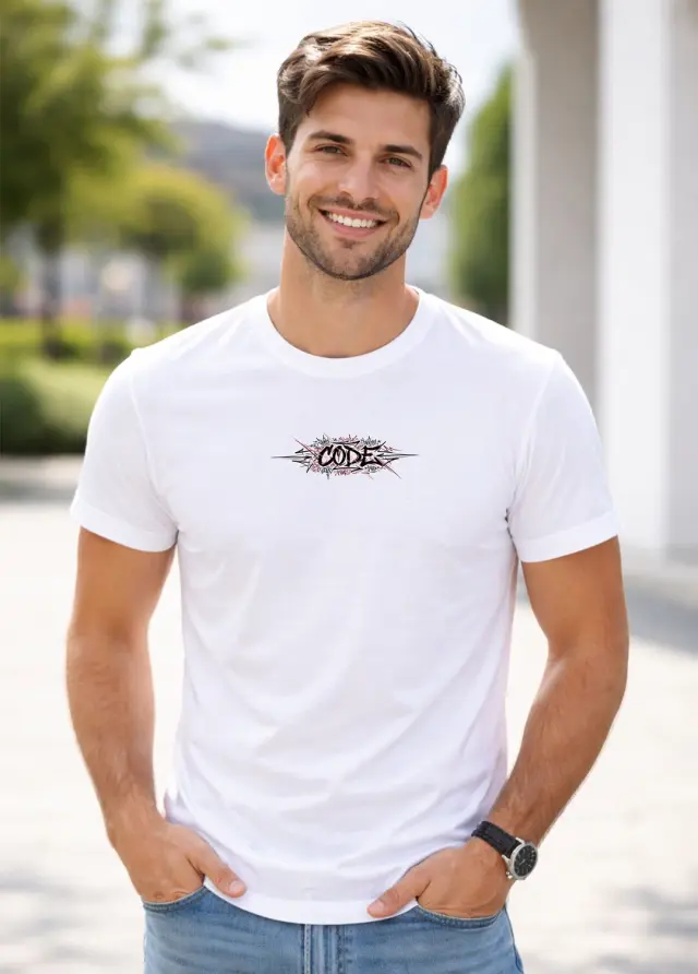 T-shirt Noshame® Λευκό με τύπωμα Code - 152636 - XXL