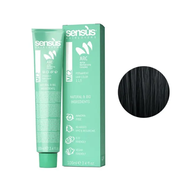 Sensus MC2 Permanent Hair Color 1.0 Black 100ml - (μόνιμη βαφή χωρίς αμμωνία μαύρο)