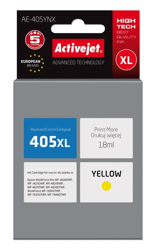 Activejet AE-405YNX ink (replacement for Epson 405XL C13T05H44010 Supreme 18ml yellow)
