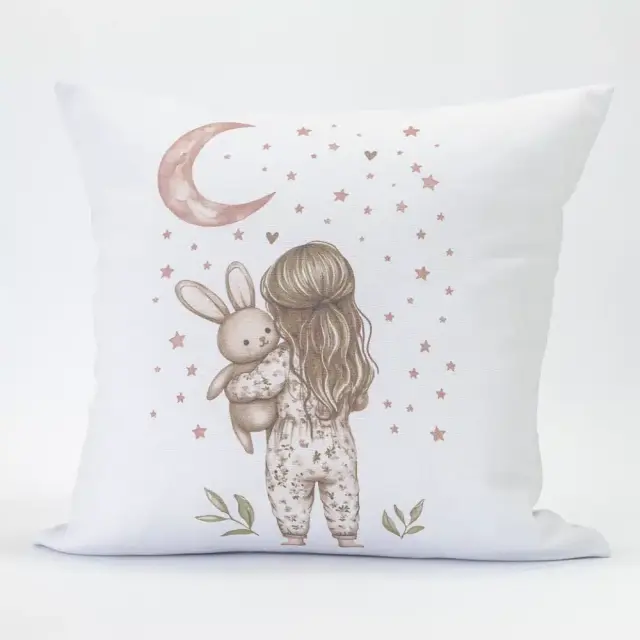Μαξιλάρι Διακοσμητικό Printed Goodnight Λευκό-Ροζέ 45 x 45 cm Λευκό-Ροζέ 45 x 45 cm