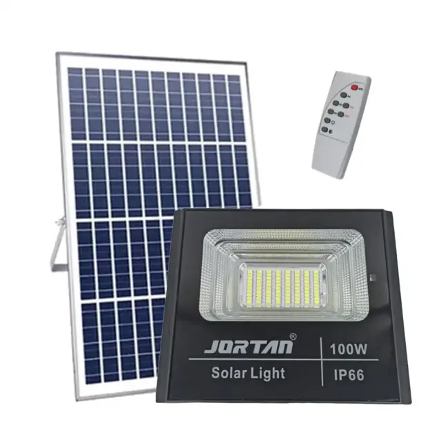 Jortan Στεγανός Ηλιακός Προβολέας LED 100W Ψυχρό Λευκό 6500K με Τηλεχειριστήριο IP66 JT-BJ100W-TZ 2