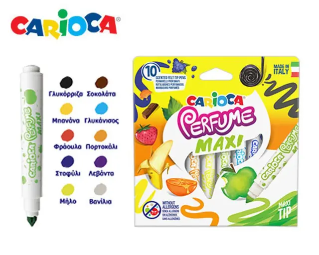 Carioca Perfume Maxi Πλενόμενοι Αρωματικοί Μαρκαδόροι Ζωγραφικής Χονδροί σε 10 Χρώματα/ 239.429898 (Carioca)