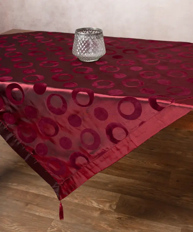 Σατέν τραπεζοκαρέ 082 (130cm x 130cm) μπορντώ - -