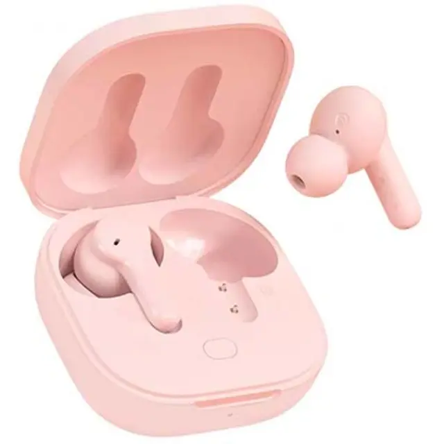 QCY T13 TWS Pink Dual Driver 4-mic noise cancel. True Wireless Earbuds Quick Charge 380mAh