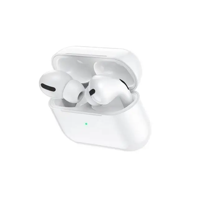 Wireless Hands Free Hoco. DES08 Plus TWS V5.0 300mAh και 3h Ώρες Λειτουργίας Λευκά με Μαύρο Silicon Sleeve