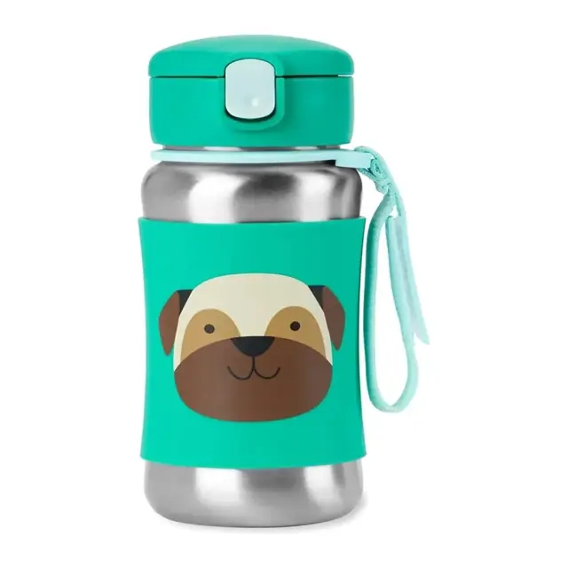 Skip Hop Zoo Ανοξείδωτο Παγούρι με Καλαμάκι 350ml Pug Teal