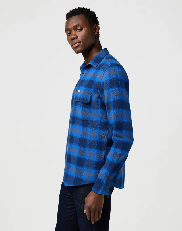 Wrangler Ανδρικό Πουκάμισο Καρό 112371524 – Icy Indigo - S 3