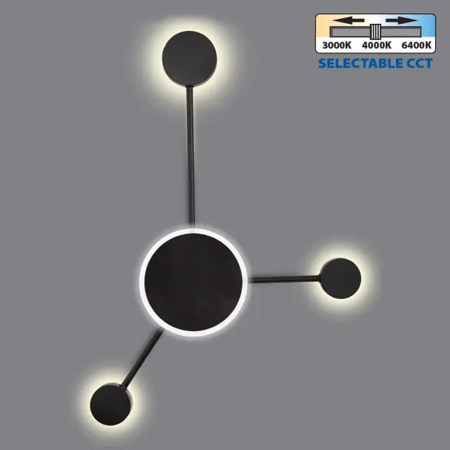 Led Γραμμικό Φωτιστικό Τοίχου - Απλίκα Gemini 19Watt Μαύρο CCT Switch VIV004817 3