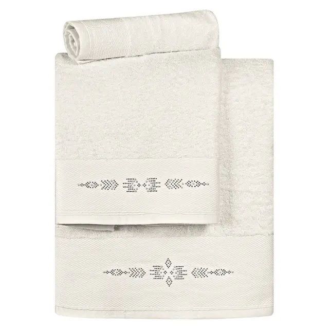Νυφικές Πετσέτες Σετ 3 Τεμ 30x50-50x90-70x140 500gsm Beauty Home 3173 Εκρού 100% βαμβακερό