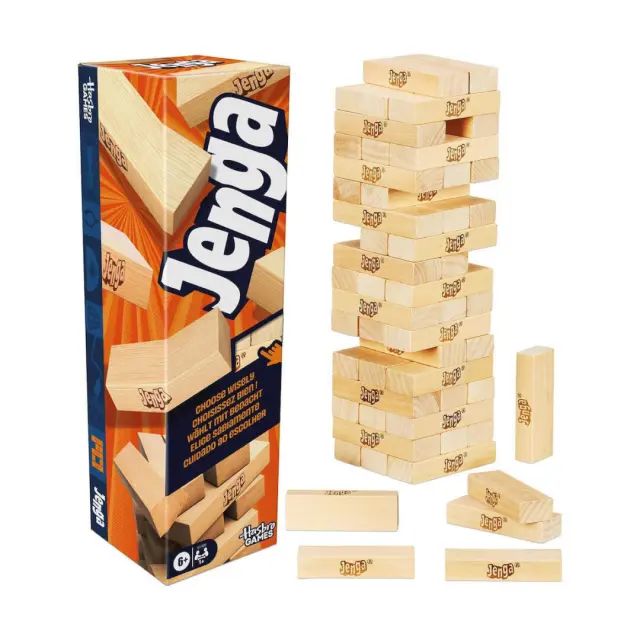 Hasbro Jenga Επιτραπέζιο Παιχνίδι Ισορροπίας με Ξύλινα Τουβλάκια για 1+ Παίκτες 6+ Ετών – G1499