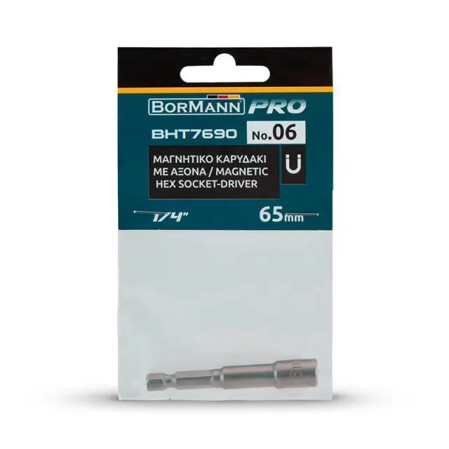 Bormann Pro BHT7690 Μαγνητικό καρυδάκι με άξονα1/4" Νο.06 μήκος 65mm(049043) 2