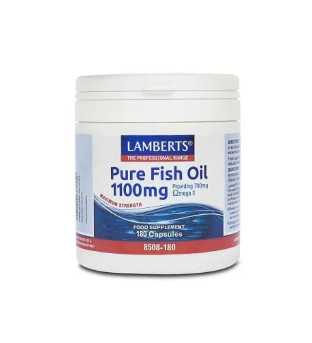Lamberts Pure Fish Oil 1100mg Συμπλήρωμα Διατροφής με Ιχθυέλαιο για τη Φυσιολογική Λειτουργία του Εγκεφάλου, της Καρδιάς και της Όρασης, 180caps