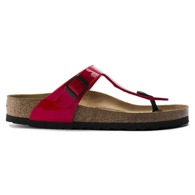 Birkenstock Σαγιονάρες Γυναικείο Birko-Flor Patent(Ανθεκτικό Υλικό Της Birkenstock-Επιτρέπει Την Επαφή Με Το Νερό) Κόκκινο BIR/GIZEH LACK 1014310 CHERRY - 38