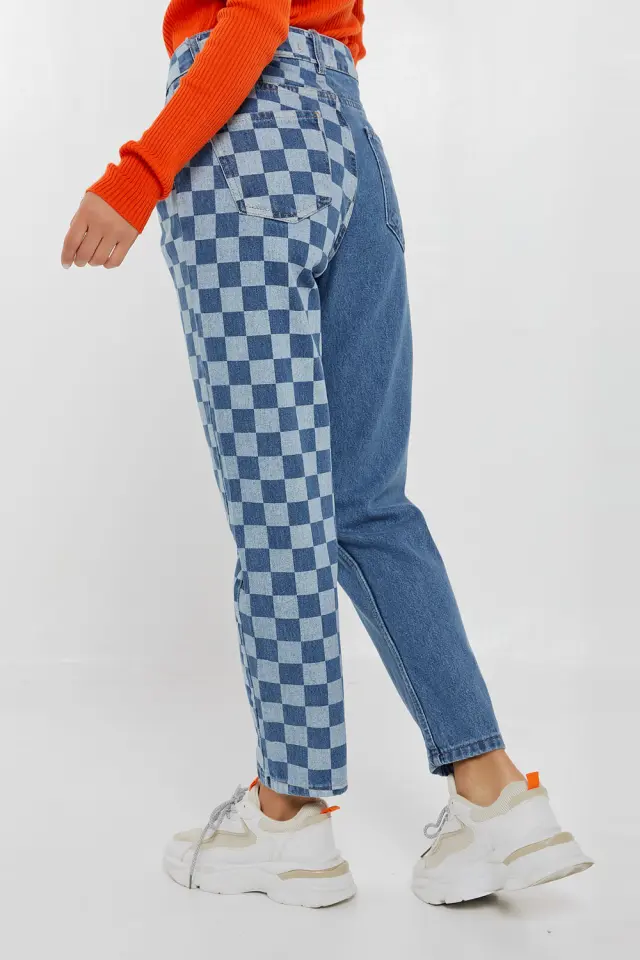Παντελόνι Jean Chess Print Μπλέ 3