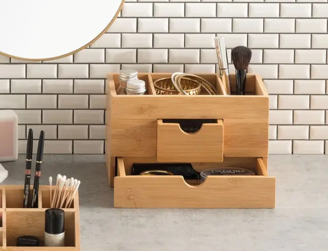 Κουτί Οργάνωσης Make up 5five από Ξύλο Bamboo, 24x12.2x14.5cm - Απόχρωση Ξύλου 160906 2