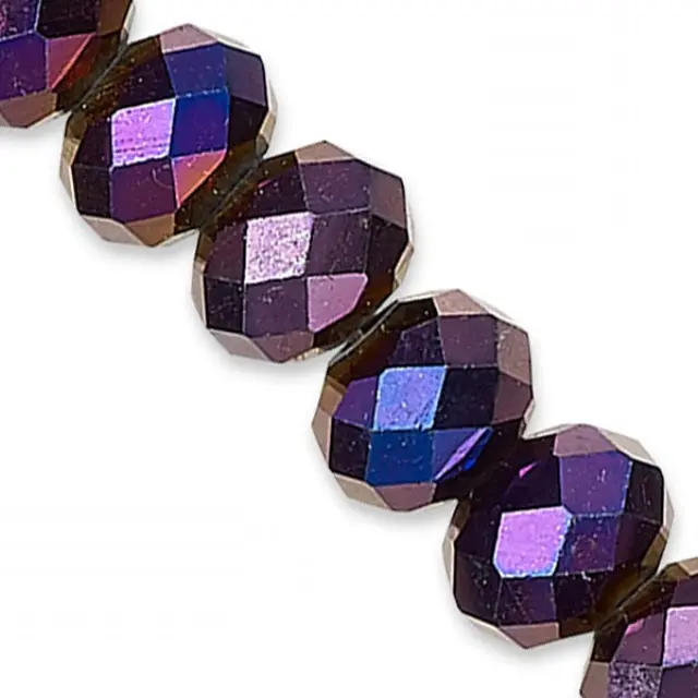 Χάντρα Γυάλινη Πολυεδρική Rondelle 2x1.5mm - Purple Plated ~235τεμ