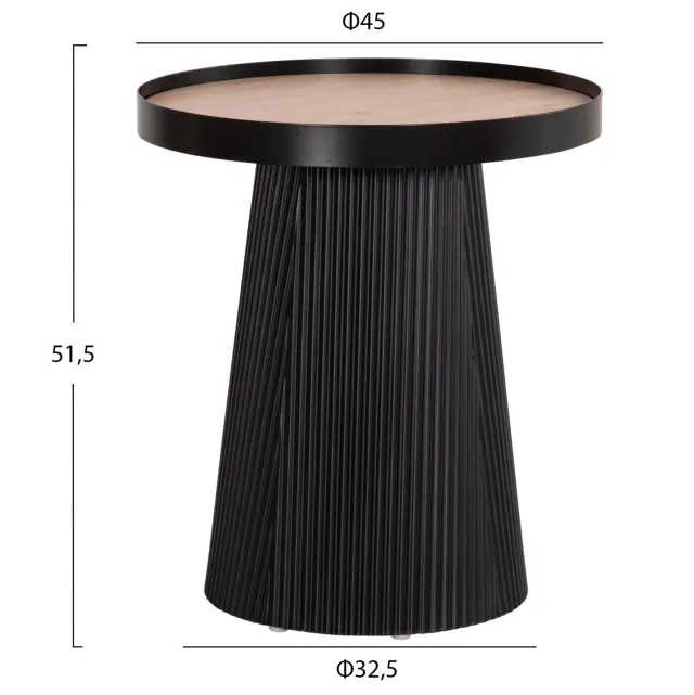 ΤΡΑΠΕΖΑΚΙ ΒΟΗΘΗΤΙΚΟ FB918023.01 MDF TOP ΦΥΣΙΚΟ ΞΥΛΟΥ-ΒΑΣΗ ΜΑΥΡΗ Φ45x51,5Υεκ. 2
