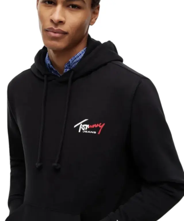 Tommy Hilfiger - Ανδρικό Φούτερ Signature Logo Terry Drawstring DM0DM22680-BDS Μαύρο 3