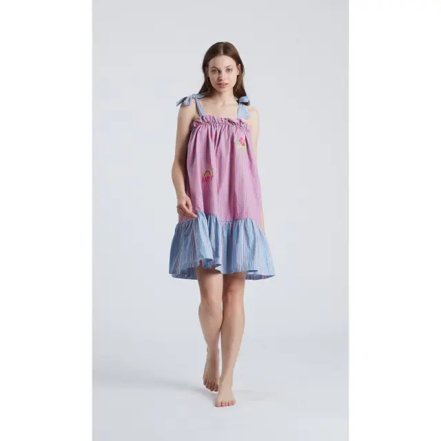 Γυναικείο φόρεμα Αμάνικο Beach Multicolor Τύπος 6626 Happy People - L