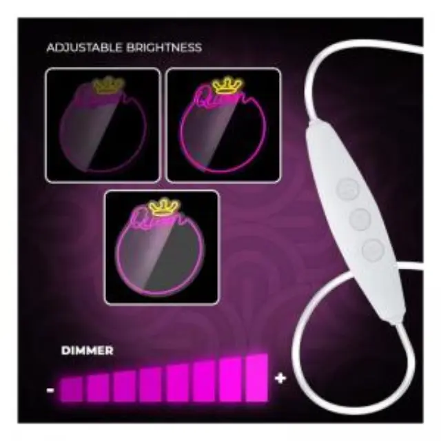 Neon LED Forever Light Καθρέπτης FMNE04 QUEEN Λευκό-Ροζ N66487 3