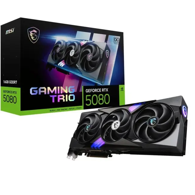 MSI GeForce RTX 5080 GAMING TRIO OC (DLSS 4, 3x DisplayPort, 1x HDMI 2.1)