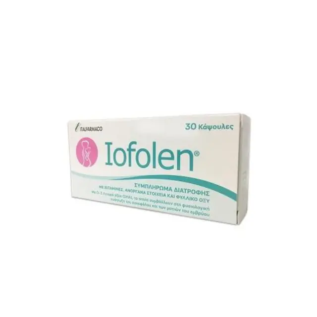 Iofolen Συμπλήρωμα Διατροφής με Βιταμίνες, Ω-3 Λιπαρά Οξέα, Ανόργανα Στοιχεία & Φυλλικό Οξύ για Εγκυμοσύνη, 30 κάψουλες