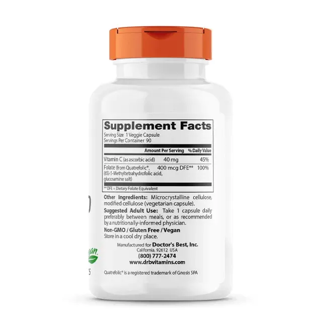 Doctor's Best Fully Active Folate 400 + Quatrefolic 400 mcg 2