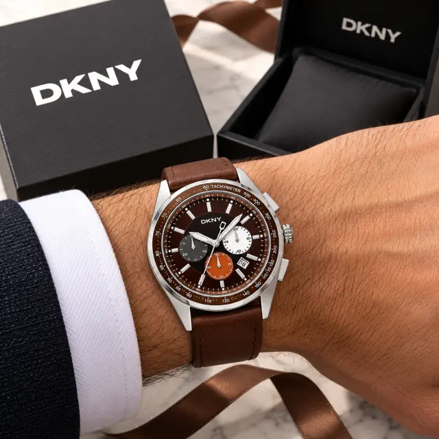 Dkny Ανδρικό Ρολόι με Καφέ Δερμάτινο Λουράκι DKNY1487 3