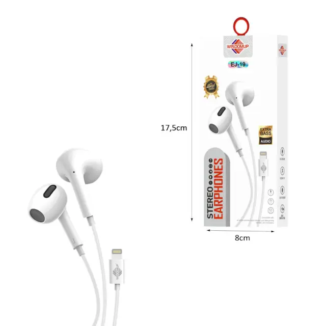 Wisdomup Ενσύρματα Ακουστικά Stereo με Lightning Σύνδεση EJ-19 - Wired Stereo Earphones with Lightning Connector 68254 2