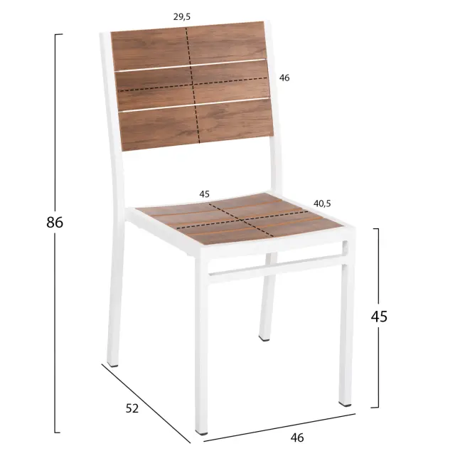 ΚΑΡΕΚΛΑ ΑΛΟΥΜΙΝΙΟΥ FB96063.01 ΛΕΥΚΗ ΜΕ POLYWOOD 46x52x86Υεκ. 2