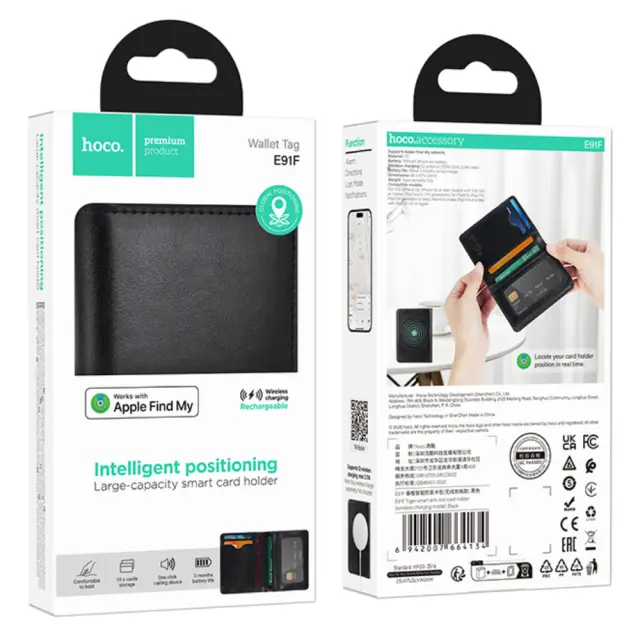 Hoco E91F Anti-Lost Device / Θήκη για Κάρτες Μόνο για iOS Συμβατό με Apple Find My Network με Ασύρματη Φόρτιση 2