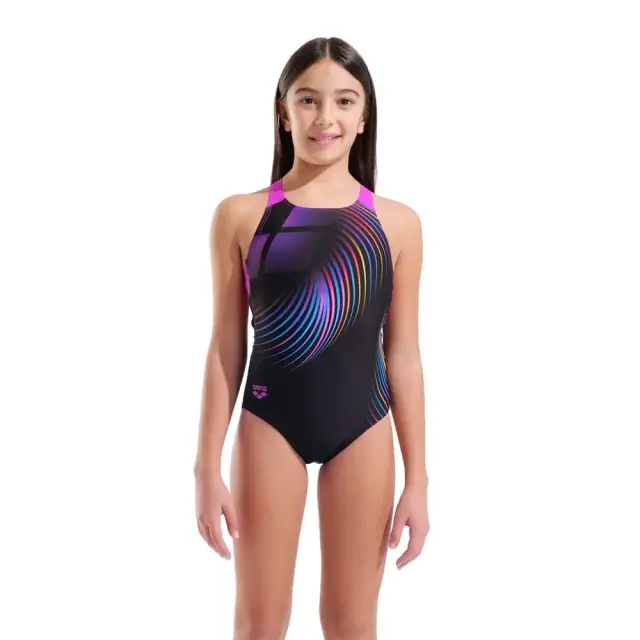Arena Girl's Pinwheel V Back Swimsuit Μαύρο 011752-557 (Arena) - 14 Years