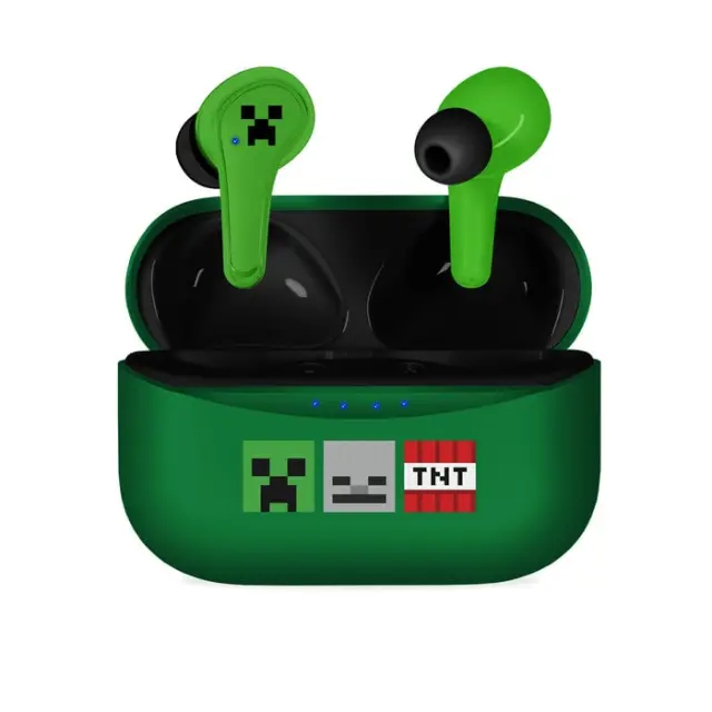 OTL Minecraft In-ear Bluetooth Handsfree Ακουστικά με Θήκη Φόρτισης Πράσινα