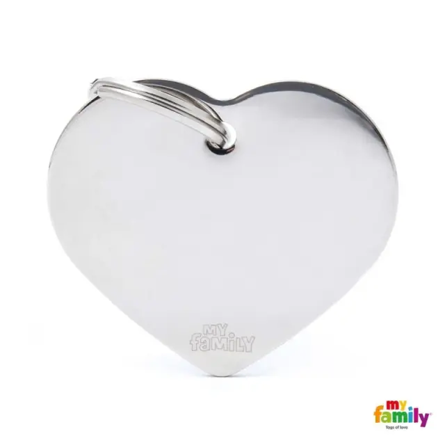 My Family Basic Ταυτότητα Σκύλου Καρδιά σε Ασημί Χρώμα Large