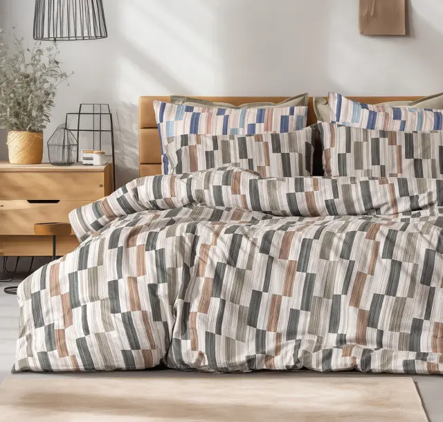 Σετ Παπλωματοθήκη 230x250 Υπέρδιπλη Φανελένια Beauty Home Pinot Art 12632 Πράσινο 100% βαμβακερό