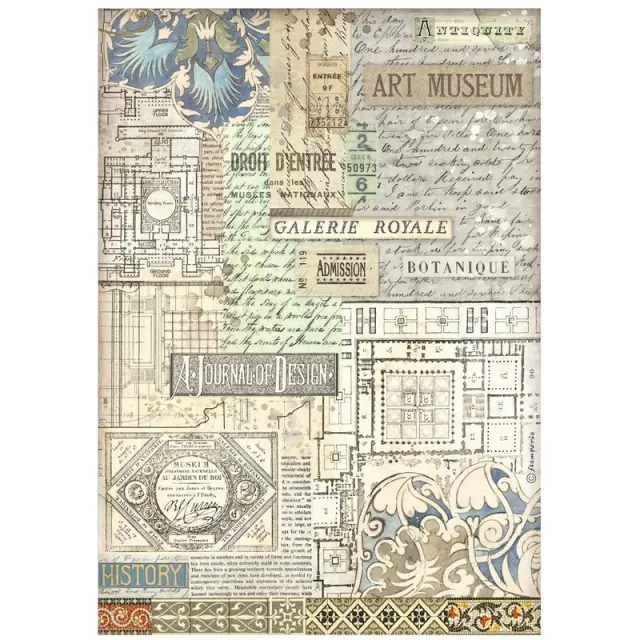 Ριζόχαρτο ντεκουπάζ Stamperia 21x29cm A4, Art of Travelling, Museum