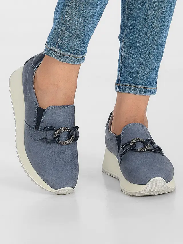 Imac Μοκασίνια-Loafers Γυναικείο δέρμα Nubuck Μπλέ IMA/556950 AVIO 2