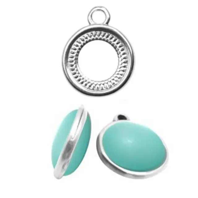 Καστόνι Κρεμαστό Διπλή Βάση 15mm - 999° Silver Antique Plated - 5τεμ