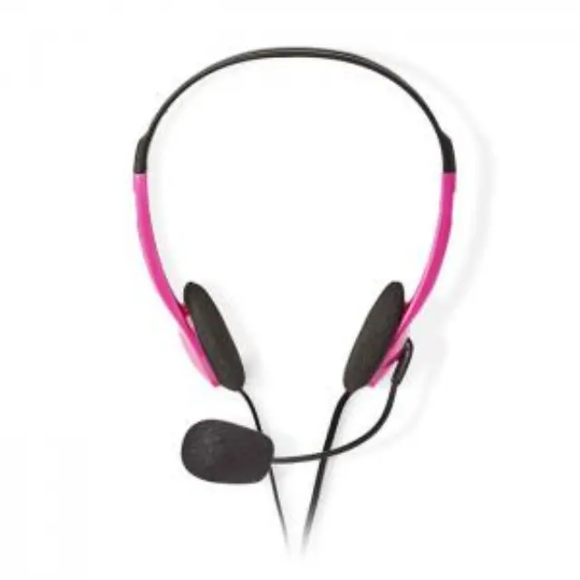 Στερεοφωνικό on-ear headset, με σύνδεση 2x3,5mm σε ροζ χρώμα. 2
