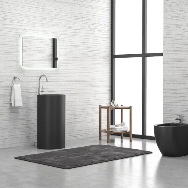 Νιπτήρας επιδαπέδιος MILOS 45D Black Matt KARAG Ø44x91cm
