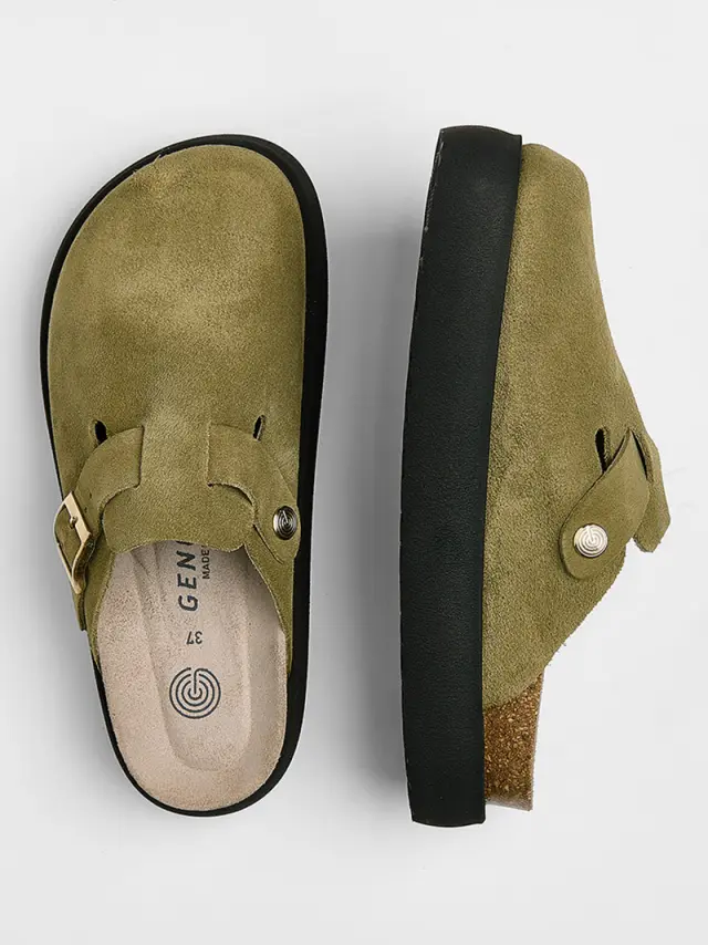 Genuins Σαμπώ Γυναικείο δέρμα Nubuck Πράσινο GEN/RIVA PLATFORM G106555 KHAKI 3