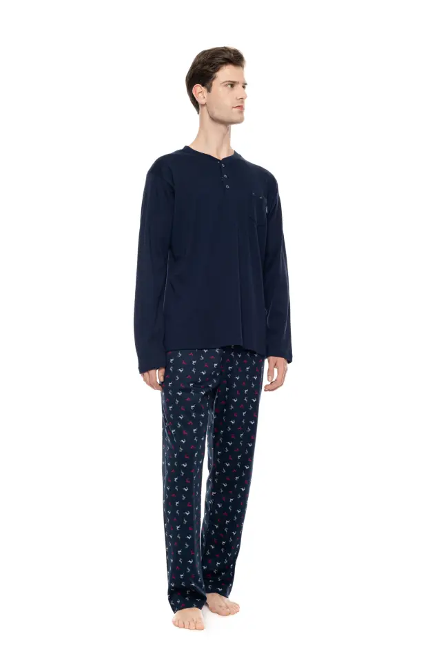Ulisse Pyjama Alpine Deer σετ ανδρική χειμερινή πυτζάμα W-M825-1 - L